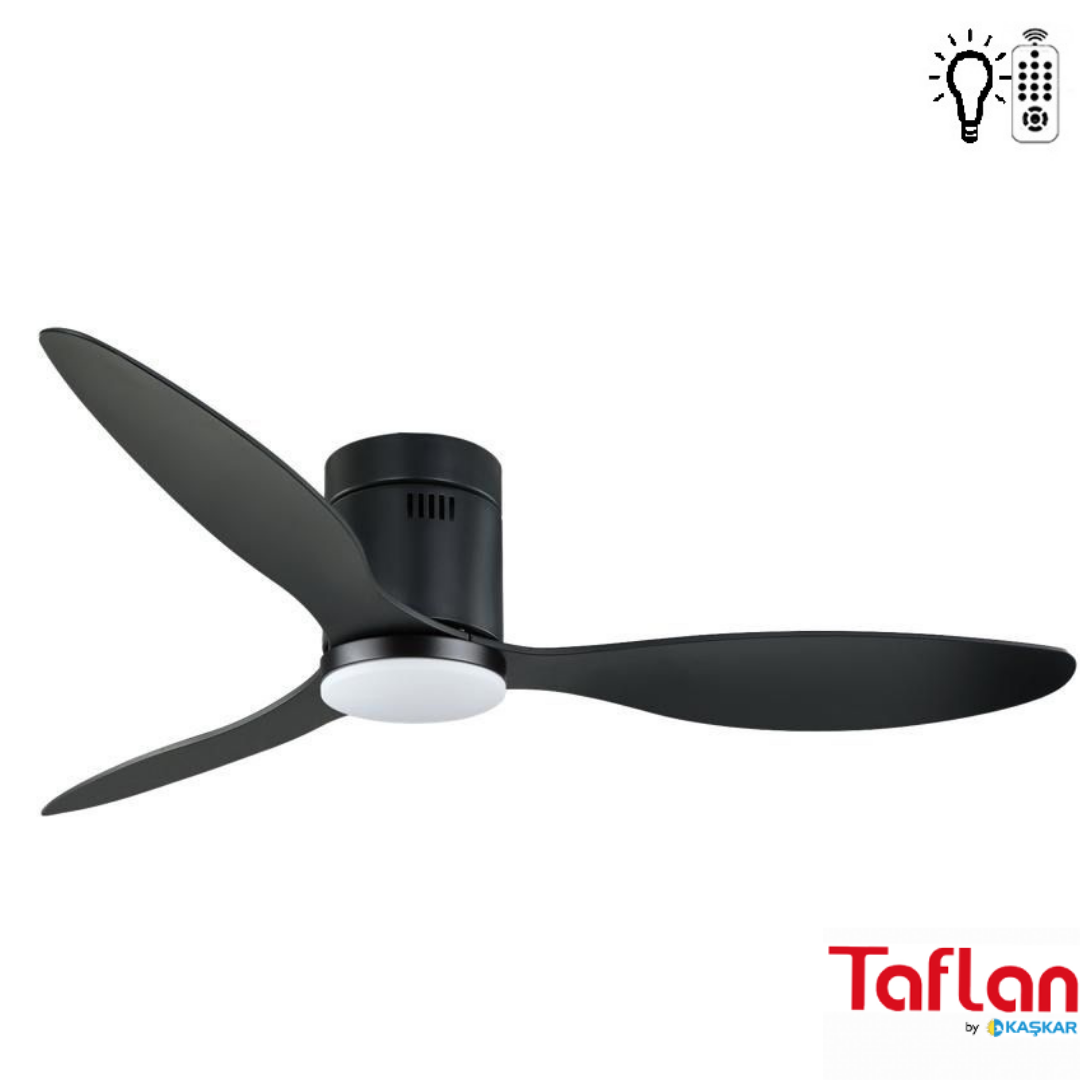 Kaşkar-Taflan D52066 Siyah Uzaktan Kum. Lambalı Tavan Vantilatörü